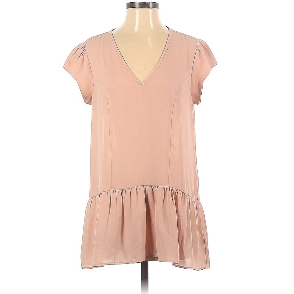 DR2 Sheer V-Neck Ruched Blouse l SIZE S